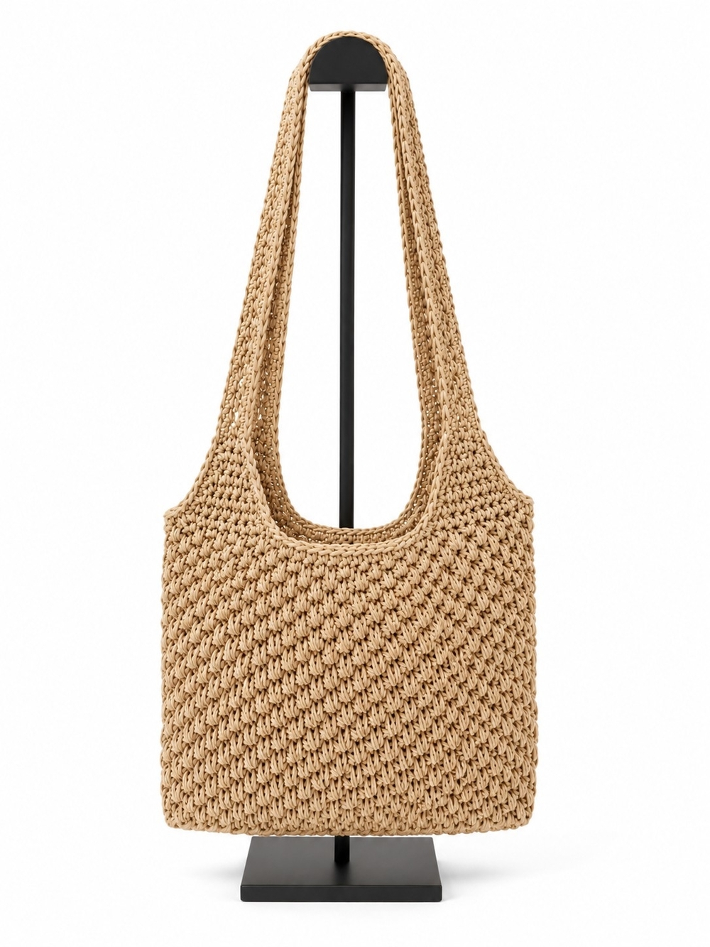 Woven Raffia Slouchy Hobo Bag